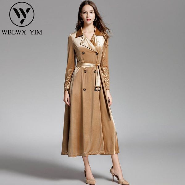 women's trench coats elegant gold velvet coat women fashion classic double breasted long ladies business outerwear, Tan;black
women's trench coats elegant gold velvet coat women fashion classic double breasted long ladies business outerwear, Tan;black