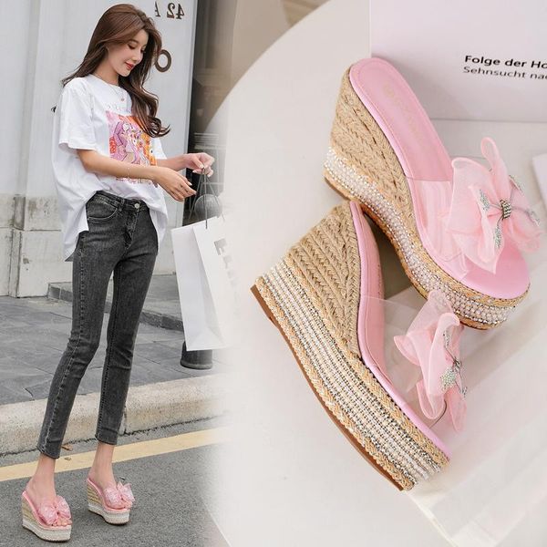 slippers female shoes butterfly-knot ladies' low platform on a wedge luxury slides women heels 2021 designer high summer fabric, Black
slippers female shoes butterfly-knot ladies' low platform on a wedge luxury slides women heels 2021 designer high summer fabric, Black