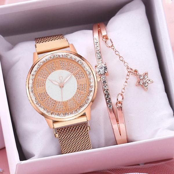 wristwatches women diamond bracelet watches set fashion ladies magnetic buckle roma watch female gift clock, Slivery;brown
wristwatches women diamond bracelet watches set fashion ladies magnetic buckle roma watch female gift clock, Slivery;brown