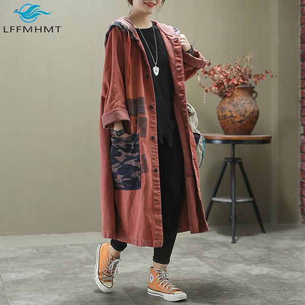 2021 women spring autumn new fashion vintage print denim trench female large size casual oversized button up hooded coats streetwear dk20, Tan;black
2021 women spring autumn new fashion vintage print denim trench female large size casual oversized button up hooded coats streetwear dk20, Tan;black