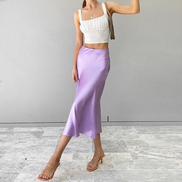 solid purple satin silk high women skirts waisted summer long elegant ladies office midi spring, Black
solid purple satin silk high women skirts waisted summer long elegant ladies office midi spring, Black