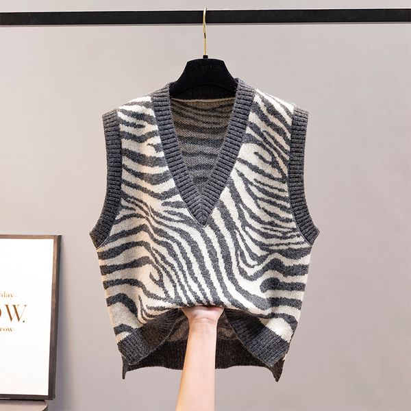 waistcoat vest jacket autumn knit womens sweater winter zebra pattern outer wear loose korean style, Black;brown
waistcoat vest jacket autumn knit womens sweater winter zebra pattern outer wear loose korean style, Black;brown