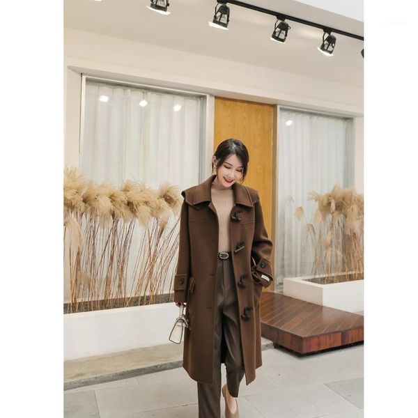 winter double faced cashmere overcoat women's long solid color fashion hooded loose thickened korean casual wool & blends, Black
winter double faced cashmere overcoat women's long solid color fashion hooded loose thickened korean casual wool & blends, Black