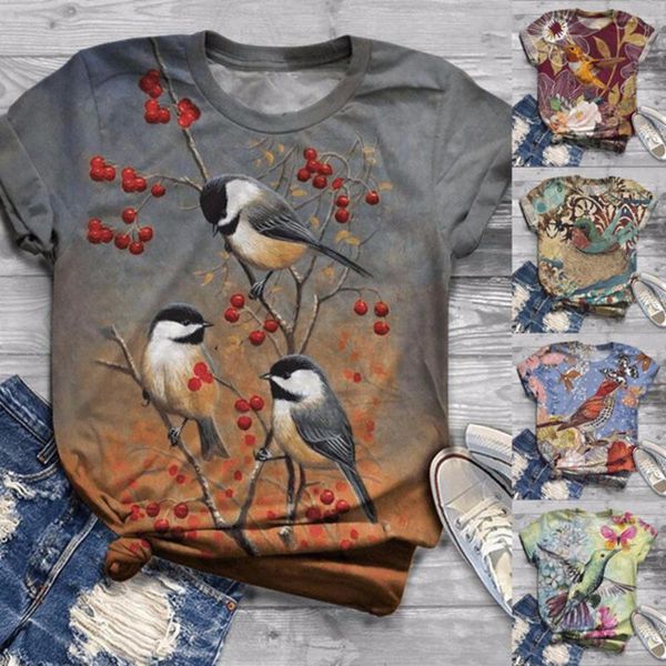women's t-shirt summer shirt women fashion comfy cute bird print short sleeve round neck casual streetwear oversize female shirts, White
women's t-shirt summer shirt women fashion comfy cute bird print short sleeve round neck casual streetwear oversize female shirts, White