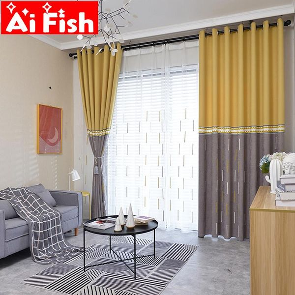 yellow-gray personality stripes splice blackout curtains for bedroom nordic modern stitching white stripe sheer fabric my270#10
yellow-gray personality stripes splice blackout curtains for bedroom nordic modern stitching white stripe sheer fabric my270#10