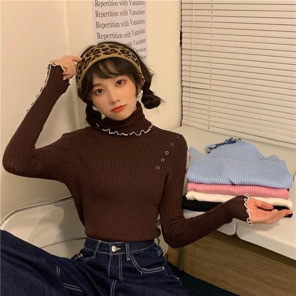 women's sweaters turtleneck pullovers knitted woman slim autumn winter korean clothes fashion brand hipster button female, White;black
women's sweaters turtleneck pullovers knitted woman slim autumn winter korean clothes fashion brand hipster button female, White;black