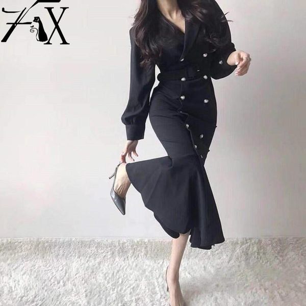 casual dresses 2021 korean style puff sleeves blazer mermaid dress women double breasted vintage elegant slim office maxi long female, Black;gray
casual dresses 2021 korean style puff sleeves blazer mermaid dress women double breasted vintage elegant slim office maxi long female, Black;gray