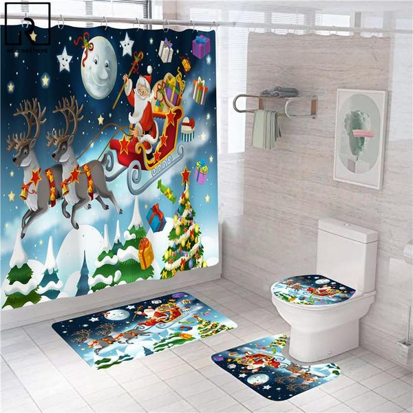 shower curtains blue cartoon santa printed christmas curtain cute holiday home decor elk toilet bath mat set rugs carpets wc accessories
shower curtains blue cartoon santa printed christmas curtain cute holiday home decor elk toilet bath mat set rugs carpets wc accessories