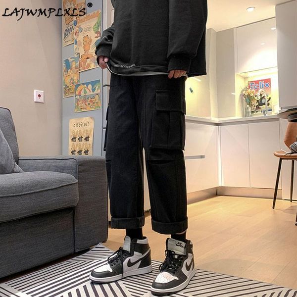 men's pants ins chic trendy casual men lace-up elastic waist pockets cargo pant mens spring autumn loose straight harajuku leisure, Black
men's pants ins chic trendy casual men lace-up elastic waist pockets cargo pant mens spring autumn loose straight harajuku leisure, Black