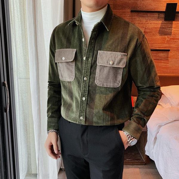 men's casual shirts 2021 autumn korean long sleeve shirt thick double pocket fashion corduroy contrast stitching mens, White;black
men's casual shirts 2021 autumn korean long sleeve shirt thick double pocket fashion corduroy contrast stitching mens, White;black