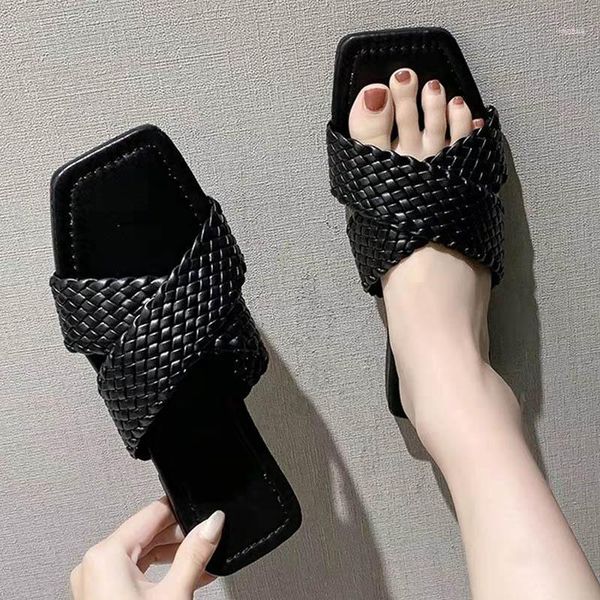 slippers 2021 knitted cross band woman sandals summer beach flat shoes women flip flops bamboo weaving pattern slides size 36-4211, Black
slippers 2021 knitted cross band woman sandals summer beach flat shoes women flip flops bamboo weaving pattern slides size 36-4211, Black