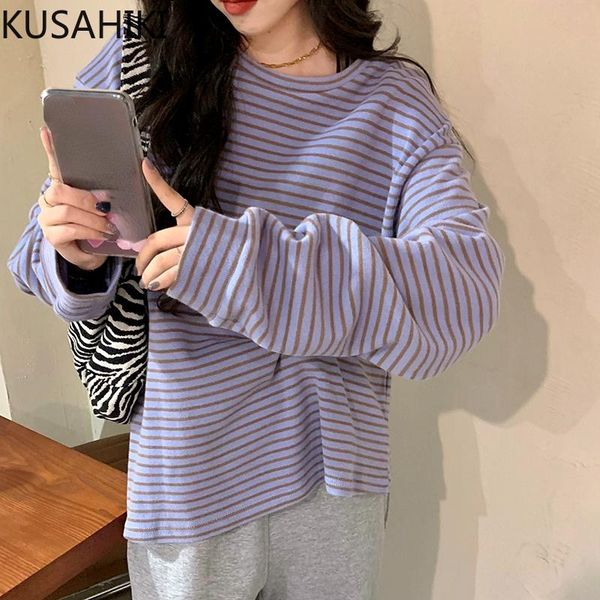 women's hoodies & sweatshirts kusahiki causal korean striped women seatshirts long sleeve o-neck jumper 2021 autumn female pullover 6v1, Black
women's hoodies & sweatshirts kusahiki causal korean striped women seatshirts long sleeve o-neck jumper 2021 autumn female pullover 6v1, Black
