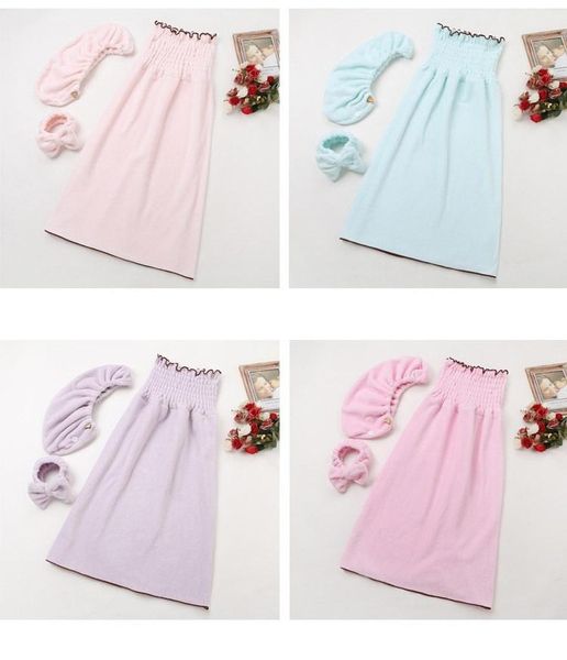towel drop 3pcs women's microfiber wearable bath set with hair band bathrobe home textile bathroom
towel drop 3pcs women's microfiber wearable bath set with hair band bathrobe home textile bathroom