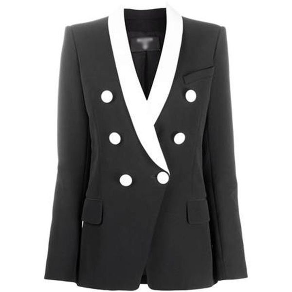 women's suits & blazers harleyfashion trendy classic design shawl collar white patchwork black blazer high quality, White;black
women's suits & blazers harleyfashion trendy classic design shawl collar white patchwork black blazer high quality, White;black