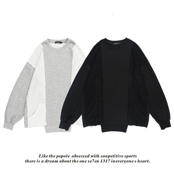 autumn and winter leisure high street solid color front back patchwork collarless pullover long sleeve round neck men's, Black
autumn and winter leisure high street solid color front back patchwork collarless pullover long sleeve round neck men's, Black