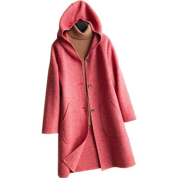 women's wool & blends hooded long 100% coat korean style women autumn winter clothes for plaid outwear 2021 manteau femme wpy1392, Black
women's wool & blends hooded long 100% coat korean style women autumn winter clothes for plaid outwear 2021 manteau femme wpy1392, Black