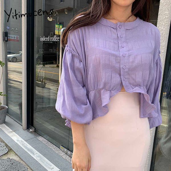 yitimuceng ruffles blouse women office lady shirts long sleeve apricot blue purple spring summer korean fashion 210601, White
yitimuceng ruffles blouse women office lady shirts long sleeve apricot blue purple spring summer korean fashion 210601, White