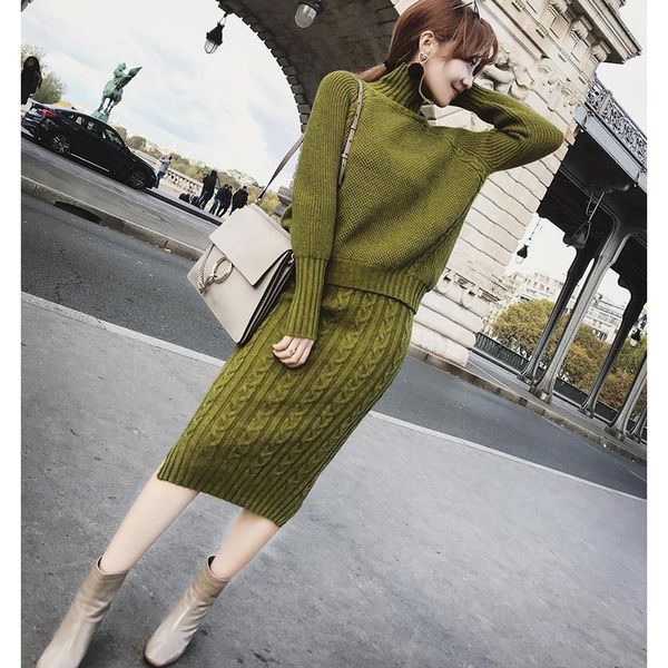 two piece dress 2 set knitted suit women long sleeve turtleneck pullover sweater + split pencil skirt lady runway knitting, White
two piece dress 2 set knitted suit women long sleeve turtleneck pullover sweater + split pencil skirt lady runway knitting, White