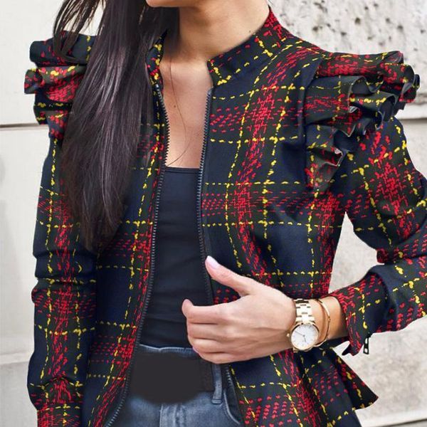 womens jackets autumn fashion camouflage ruffles coat jacket winter long sleeve stand collar short coat female leopard plaid zipper, Black;brown
womens jackets autumn fashion camouflage ruffles coat jacket winter long sleeve stand collar short coat female leopard plaid zipper, Black;brown