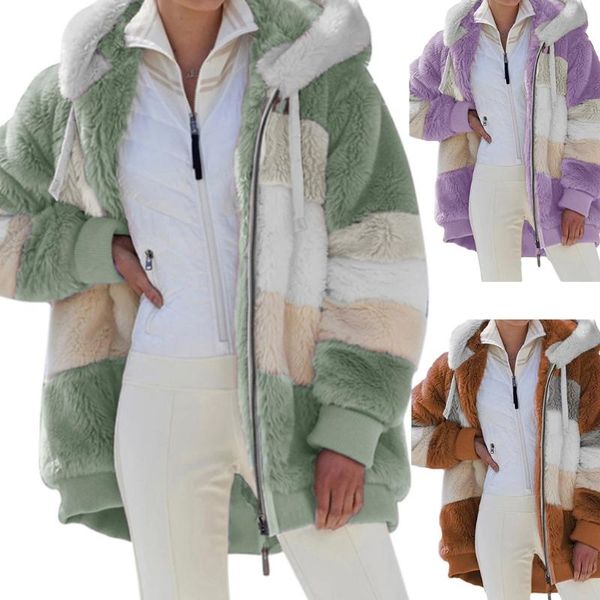 women's jackets x5xd women faux fur warm hoodies jacket striped fluffy plush coat zip up sweatshirt, Black;brown
women's jackets x5xd women faux fur warm hoodies jacket striped fluffy plush coat zip up sweatshirt, Black;brown