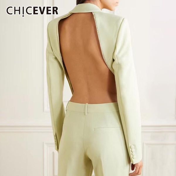 women's suits & blazers chicever green for women notched collar long sleeve backless hollow out beading asymmetric coats female 2021 au, White;black
women's suits & blazers chicever green for women notched collar long sleeve backless hollow out beading asymmetric coats female 2021 au, White;black