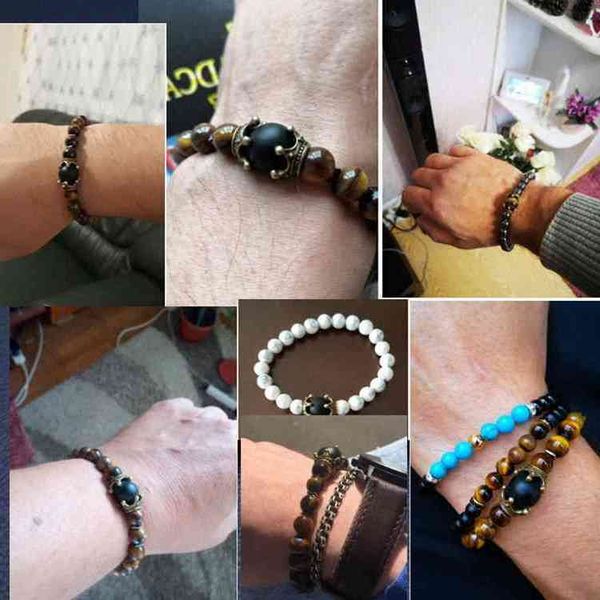 encanto moda joyerÃa natural elasticidad corona antigua ojo de tigre azul pulsera con cuentas de piedra para hombres, Silver
encanto moda joyerÃa natural elasticidad corona antigua ojo de tigre azul pulsera con cuentas de piedra para hombres, Silver