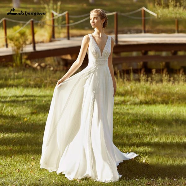 2021 new vestido de novia simple boho es v neck open back beach chiffon wedding gowns lace bodice i1fz, White
2021 new vestido de novia simple boho es v neck open back beach chiffon wedding gowns lace bodice i1fz, White