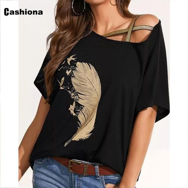 women's t-shirt cashiona women elegant leisure casual model feather print 2021 summer irregular tees shirt femme clothes, White
women's t-shirt cashiona women elegant leisure casual model feather print 2021 summer irregular tees shirt femme clothes, White