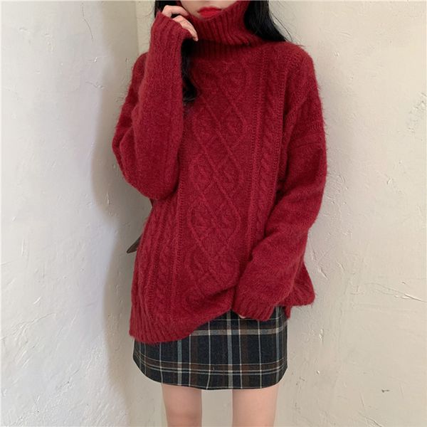 2021 new women turtleneck knitted pullovers autumn female solid color loose sweater long sleeve knitwear ladies atch, White;black
2021 new women turtleneck knitted pullovers autumn female solid color loose sweater long sleeve knitwear ladies atch, White;black