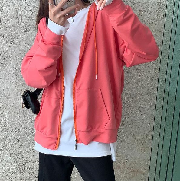 women's jackets thin hooded sweater women's spring autumn 2021 solid loose korean wild salt long sleeve pocket zipper jacket zip up, Black;brown
women's jackets thin hooded sweater women's spring autumn 2021 solid loose korean wild salt long sleeve pocket zipper jacket zip up, Black;brown