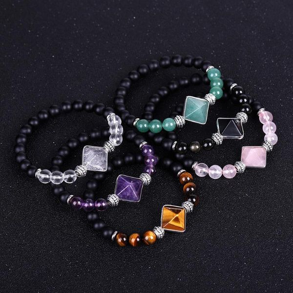 beaded, strands fashion matte black natural stone amethyst white crystal tiger's eye rose quartz rhombus pyramid bracelet for women men
beaded, strands fashion matte black natural stone amethyst white crystal tiger's eye rose quartz rhombus pyramid bracelet for women men