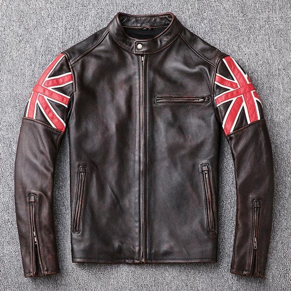 men's youth cowhide genuine leather jacket retro distressed motorcycle autumn winter coat & faux, Black
men's youth cowhide genuine leather jacket retro distressed motorcycle autumn winter coat & faux, Black