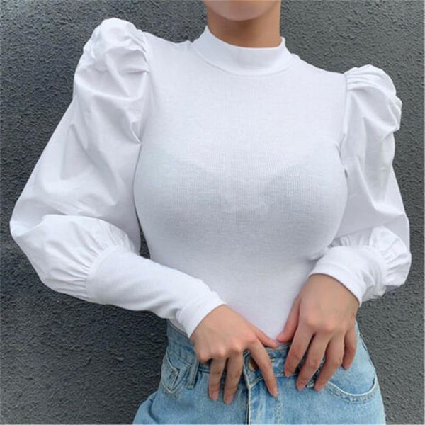 womens shirt korean style puff long sleeve women autumn winter blouse office elegant lady solid o neck tee streetwear, White
womens shirt korean style puff long sleeve women autumn winter blouse office elegant lady solid o neck tee streetwear, White