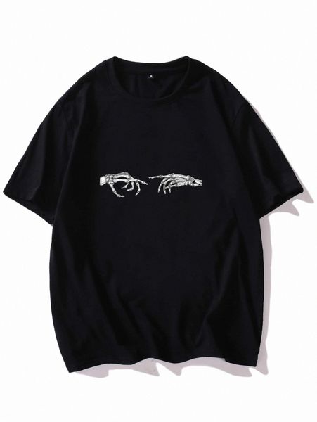 men skeleton hand print tee f4sn#, White;black