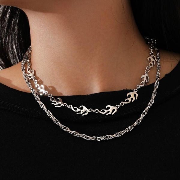 chains 2pcs/set simple silver color fire flame chain necklace set for women punk hip- funny female fashion neck jewelry gift collar
chains 2pcs/set simple silver color fire flame chain necklace set for women punk hip- funny female fashion neck jewelry gift collar