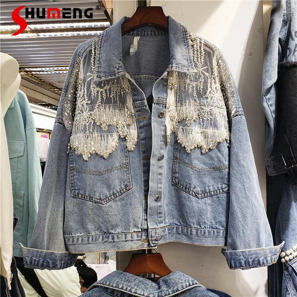 women's jackets 2021 spring autumn female european splicing beads diamond jeans coat women fashion high street loose slimming denim jac, Black;brown
women's jackets 2021 spring autumn female european splicing beads diamond jeans coat women fashion high street loose slimming denim jac, Black;brown