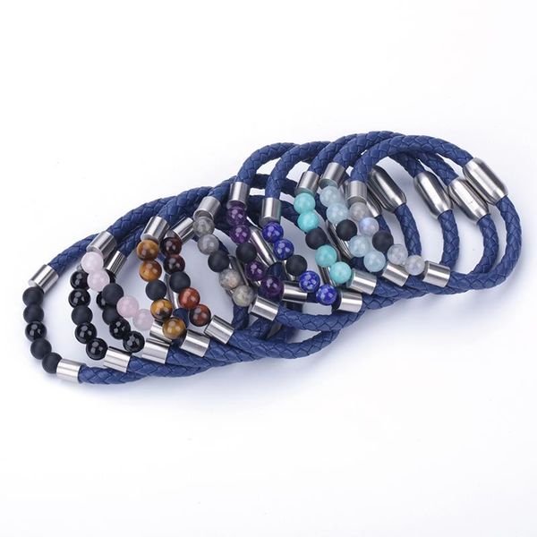 charm bracelets matte onyx multi stone bead stainless steel real dark navy blue leather magnet clasp bracelet bangle, Golden;silver
charm bracelets matte onyx multi stone bead stainless steel real dark navy blue leather magnet clasp bracelet bangle, Golden;silver