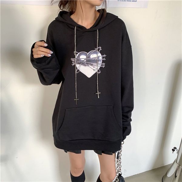 2021 new loose trendy cool chain love print black long-sleeved hooded sweatshirt women fashion personality zjrd
2021 new loose trendy cool chain love print black long-sleeved hooded sweatshirt women fashion personality zjrd