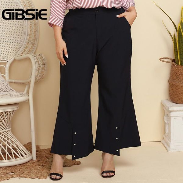 women's pants & capris gibsie plus size trousers pearls beaded wide leg women autumn solid pocket elegant office high waist lady, Black;white
women's pants & capris gibsie plus size trousers pearls beaded wide leg women autumn solid pocket elegant office high waist lady, Black;white