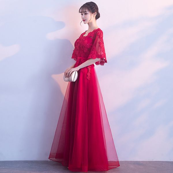 long plus size burgundy mother of the bride dresses lace new elegant vestidos party performance dress prom, Black
long plus size burgundy mother of the bride dresses lace new elegant vestidos party performance dress prom, Black