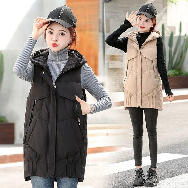 women's vests 2021 autumn and winter vest women korea casual loose hooded cotton female solid waistcoat sleeveless jacket z979, Black;white
women's vests 2021 autumn and winter vest women korea casual loose hooded cotton female solid waistcoat sleeveless jacket z979, Black;white