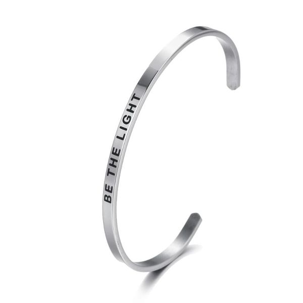 bangle 4mm "be the light" inspirational quote stainless steel personalise mantra bangles for wemen gift, Black
bangle 4mm "be the light" inspirational quote stainless steel personalise mantra bangles for wemen gift, Black