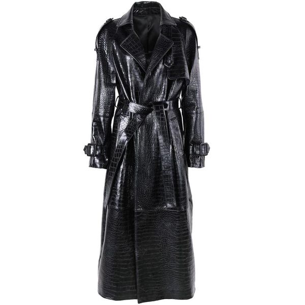 women's leather & faux yoloagain women crocodile pattern long coat real trench with belt, Black
women's leather & faux yoloagain women crocodile pattern long coat real trench with belt, Black