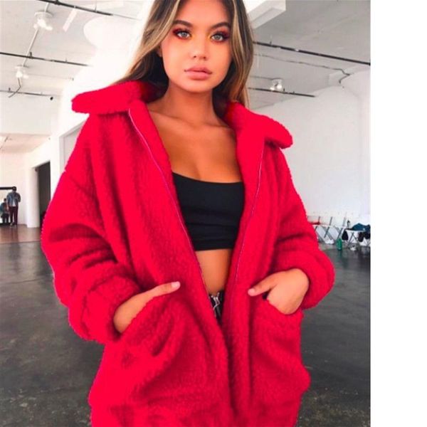 women's wool & blends woman turndown collar loose coat with pockets mujer winter fashion zipper jacket, Black
women's wool & blends woman turndown collar loose coat with pockets mujer winter fashion zipper jacket, Black