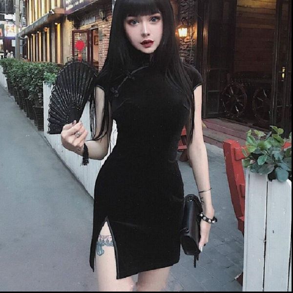 summer velvet dress women dress chinese cheongsam harajuku dress tight gothic punk black pink vestidos, Black;gray
summer velvet dress women dress chinese cheongsam harajuku dress tight gothic punk black pink vestidos, Black;gray