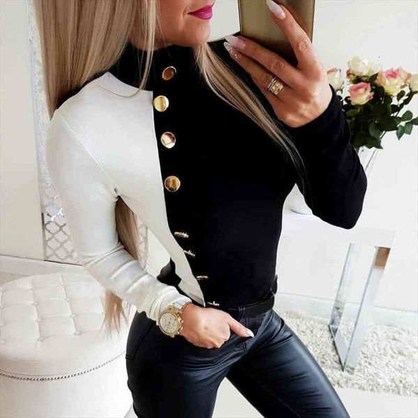 turtleneck button women and blouse long sleeve autumn black-white patchwork lady shirt office work female blouse
turtleneck button women and blouse long sleeve autumn black-white patchwork lady shirt office work female blouse