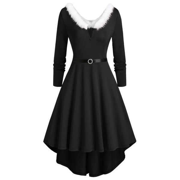 casual dresses women's dress elegant christmas faux-plush panel long sleeve v collar asymmetrical party xmas vestidos, Black;gray
casual dresses women's dress elegant christmas faux-plush panel long sleeve v collar asymmetrical party xmas vestidos, Black;gray