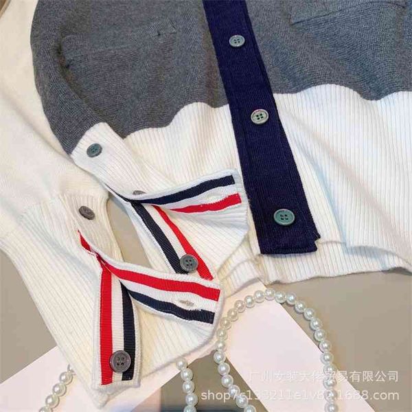 early autumn 2021tb cardigan women's color blocking knitted sweater thin trendy small coat long sleeve1, Black
early autumn 2021tb cardigan women's color blocking knitted sweater thin trendy small coat long sleeve1, Black