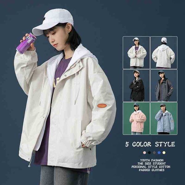 jacket 2021 autumn handsome fake two-piece hooded printed men's and women's casual coat, Black;brown
jacket 2021 autumn handsome fake two-piece hooded printed men's and women's casual coat, Black;brown