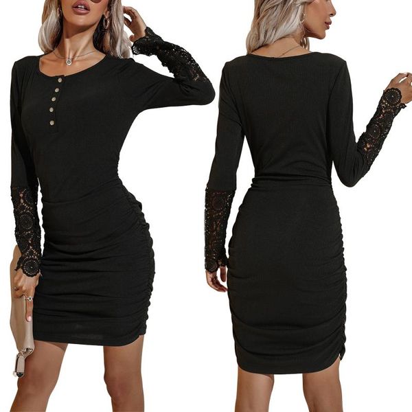 casual dresses imcute round neck lace long sleeve button dress elegant women autumn pleated slim thin street fashion buttocks skirt, Black;gray
casual dresses imcute round neck lace long sleeve button dress elegant women autumn pleated slim thin street fashion buttocks skirt, Black;gray